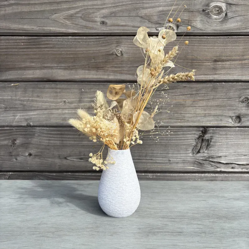 Vase Camille en PLA blanc moucheté - Décoration moderne et classique